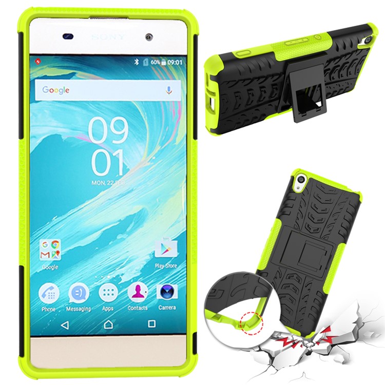 Two Pieces Anti-slip PC + TPU Hybrid Cover Case with Kickstand for Sony Xperia XA / XA Dual - Green-2