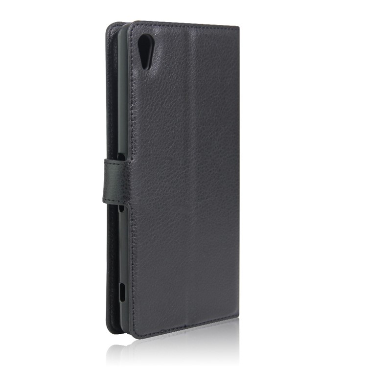 Litchi Skin Wallet Leather Stand Case for Sony Xperia XA Ultra - Black-2