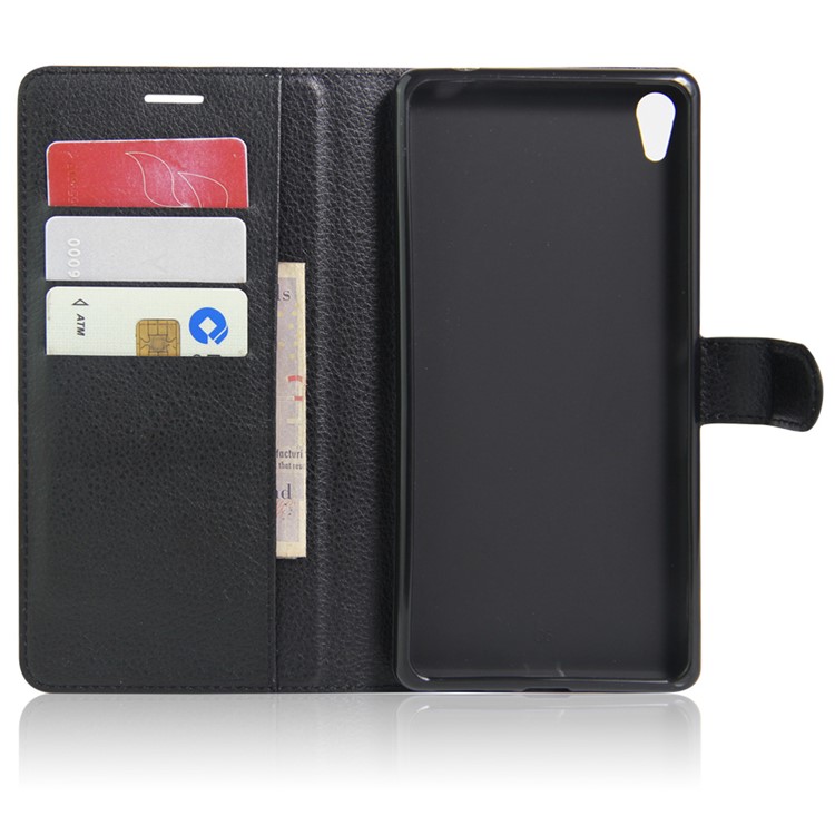 Litchi Skin Wallet Leather Stand Case for Sony Xperia XA Ultra - Black-3