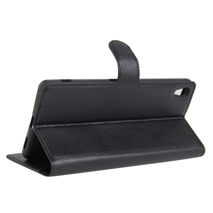 Litchi Skin Wallet Leather Stand Case for Sony Xperia XA Ultra - Black-5