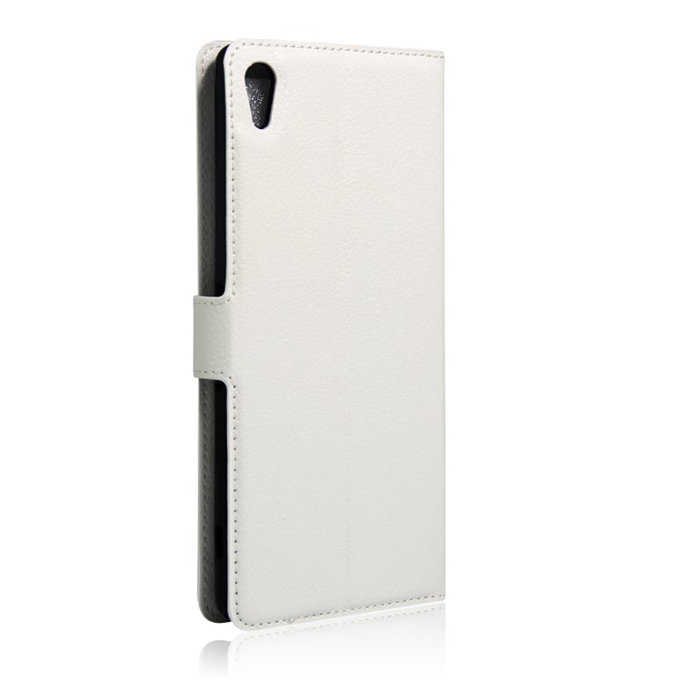 Litchi Skin Wallet Leather Stand Cover for Sony Xperia XA Ultra - White-2