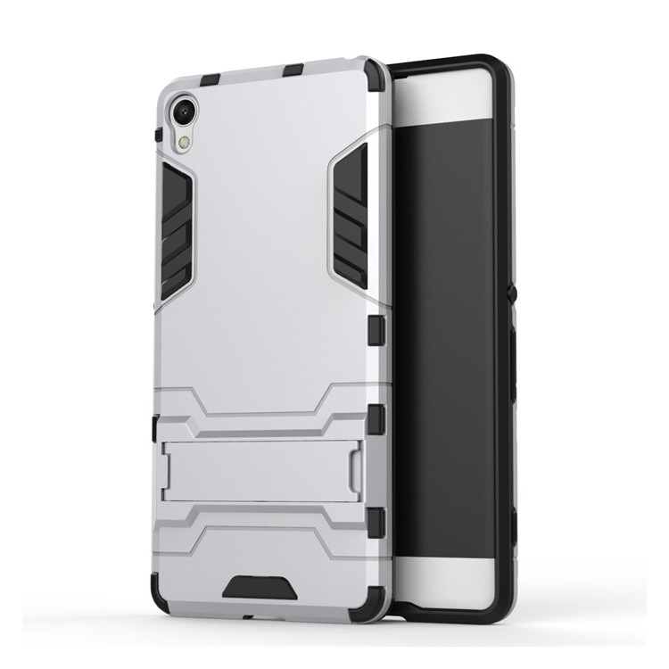 2-in-1 PC und TPU Kickstand Cover für Sony Xperia XA / XA zweifach - Silber-1