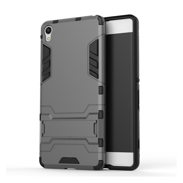 PC TPU Hybrid Kickstand Case for Sony Xperia XA / XA dual - Grey-1
