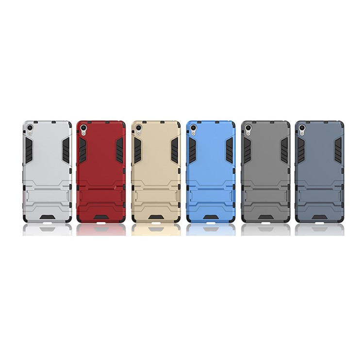 PC TPU Hybrid Kickstand Case for Sony Xperia XA / XA dual - Grey-3