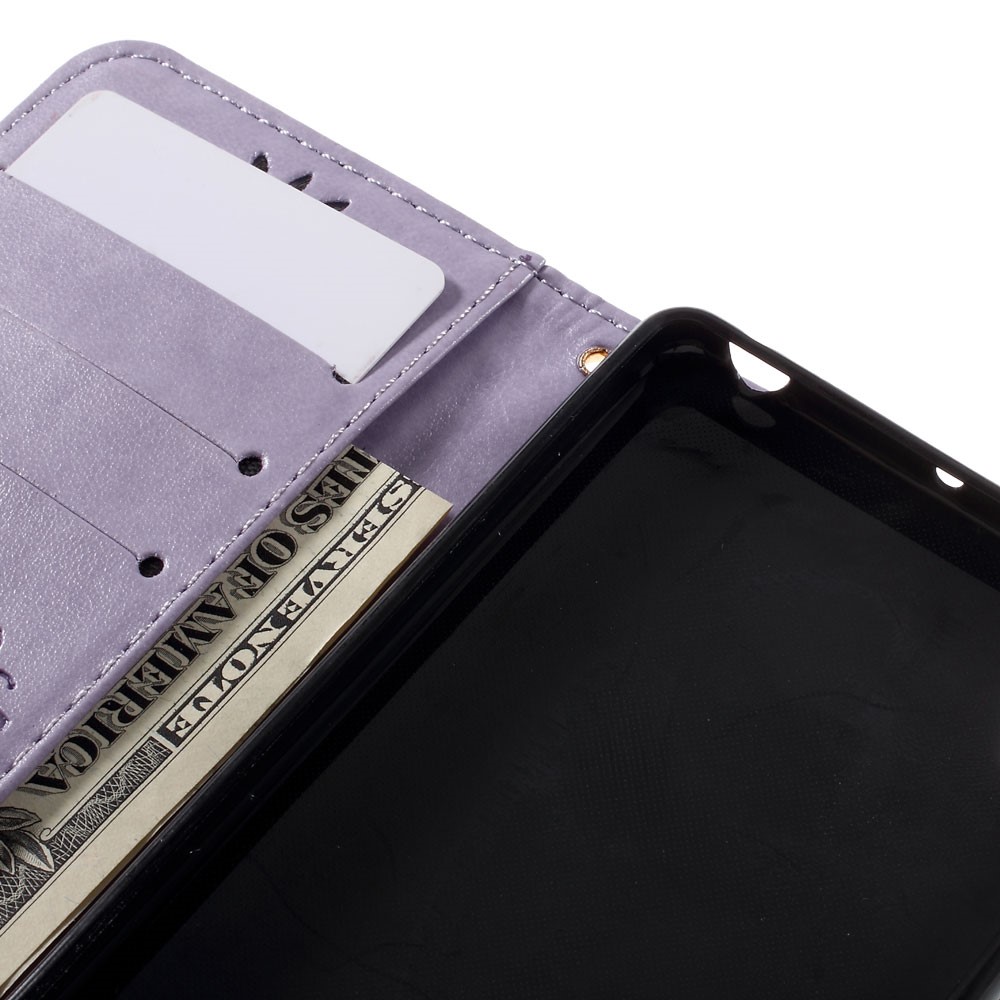 Butterfly Leather Wallet Case Shell for Sony Xperia X - Purple-11