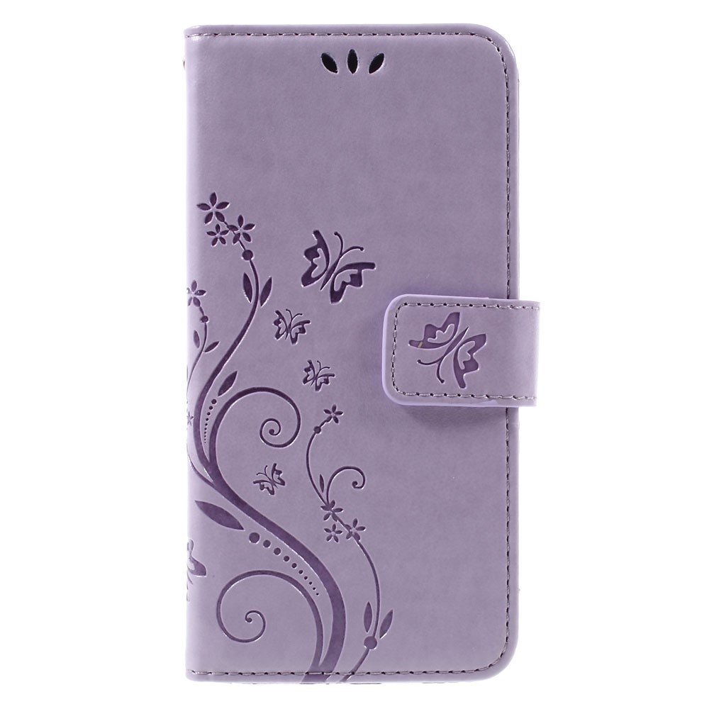 Butterfly Leather Wallet Case Shell for Sony Xperia X - Purple-3