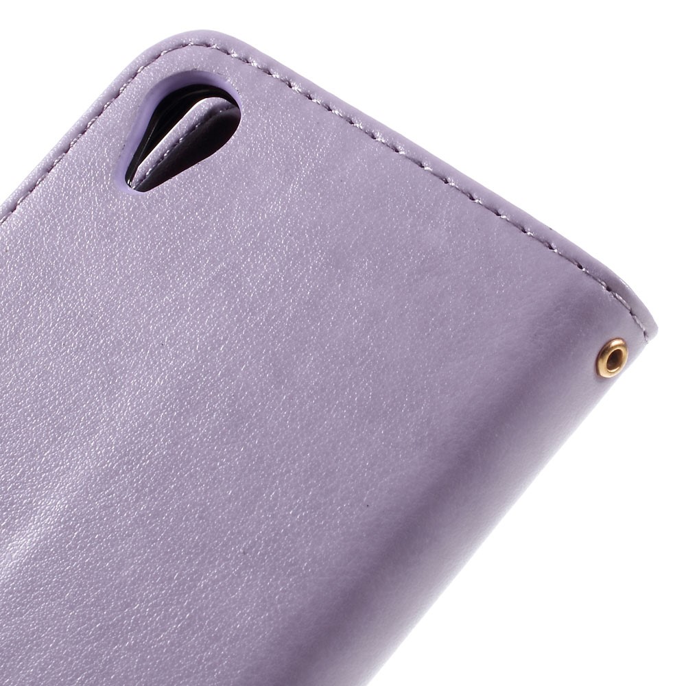 Butterfly Leather Wallet Case Shell for Sony Xperia X - Purple-6