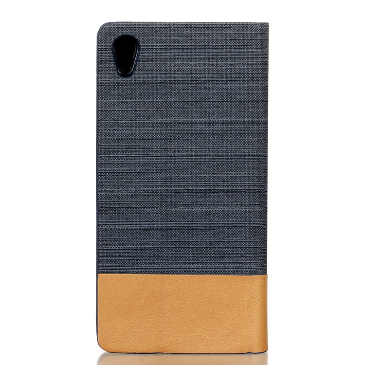 Two-tone Linen Leather Stand Case for Sony Xperia XA / XA Dual - Dark Grey-2