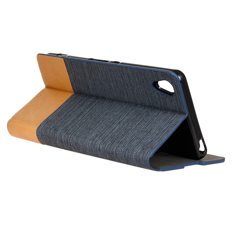 Two-tone Linen Leather Stand Case for Sony Xperia XA / XA Dual - Dark Grey-6
