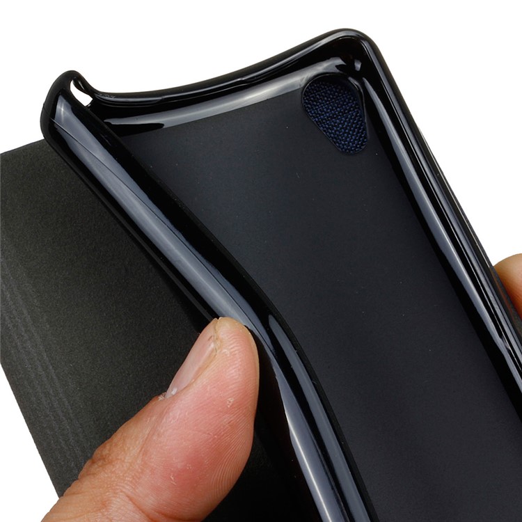 Two-tone Linen Leather Stand Case for Sony Xperia XA / XA Dual - Dark Grey-8
