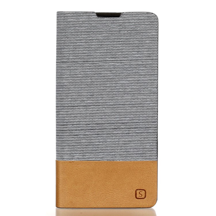 Two-tone Linen Leather Stand Shell for Sony Xperia XA / XA Dual - Light Grey-1
