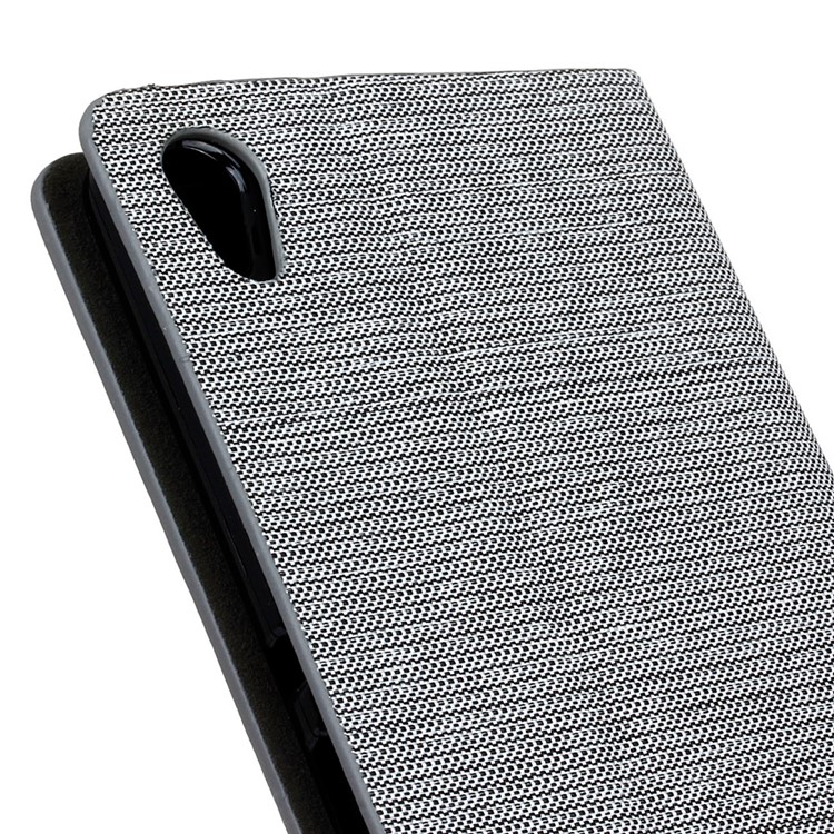 Two-tone Linen Leather Stand Shell for Sony Xperia XA / XA Dual - Light Grey-3
