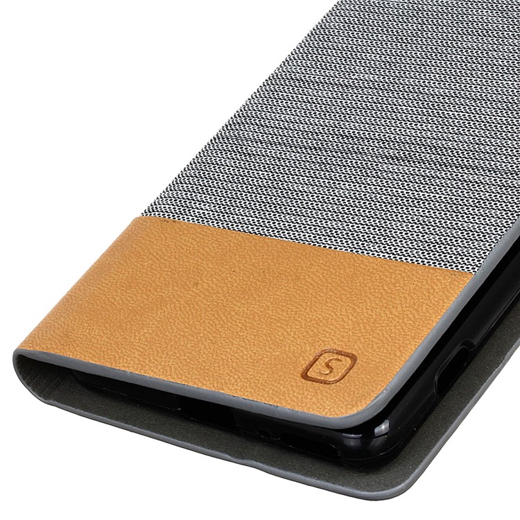 Two-tone Linen Leather Stand Shell for Sony Xperia XA / XA Dual - Light Grey-4