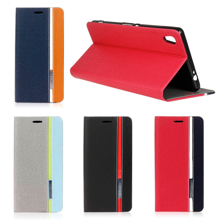 Two-color Leather Card Holder Case for Sony Xperia XA Ultra - Dark Blue-10