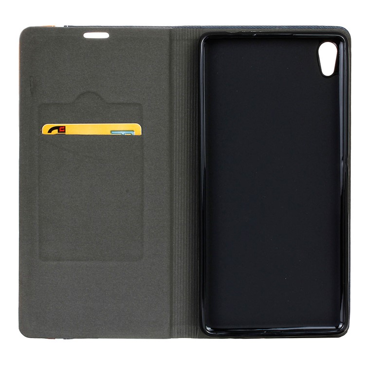 Two-color Leather Card Holder Case for Sony Xperia XA Ultra - Dark Blue-5
