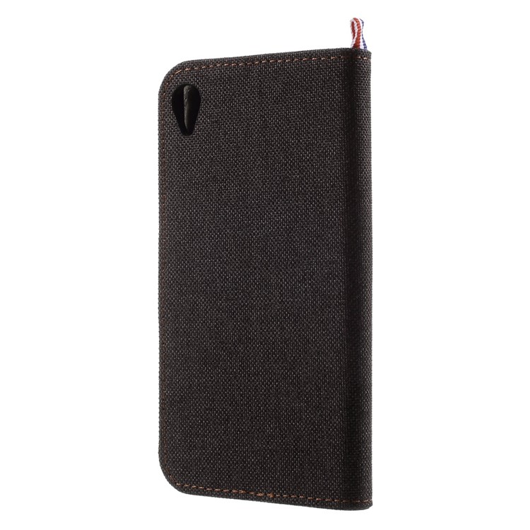 Denim Fabric Leather Flip Cover Case for Sony Xperia XA / XA Dual - Black-2