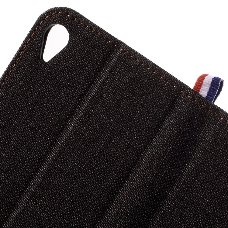 Denim Fabric Leather Flip Cover Case for Sony Xperia XA / XA Dual - Black-7