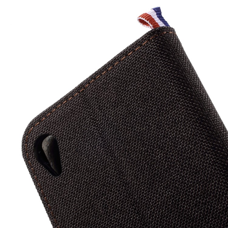 Denim Fabric Leather Flip Cover Case for Sony Xperia XA / XA Dual - Black-9