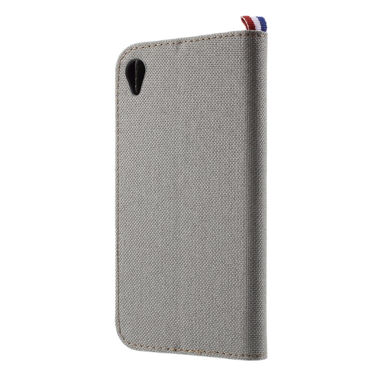 Denim Fabric Leather Cover Stand Case for Sony Xperia XA / XA Dual - Grey-2