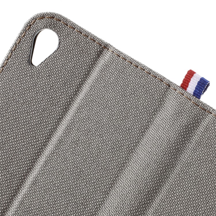 Denim Fabric Leather Cover Stand Case for Sony Xperia XA / XA Dual - Grey-6