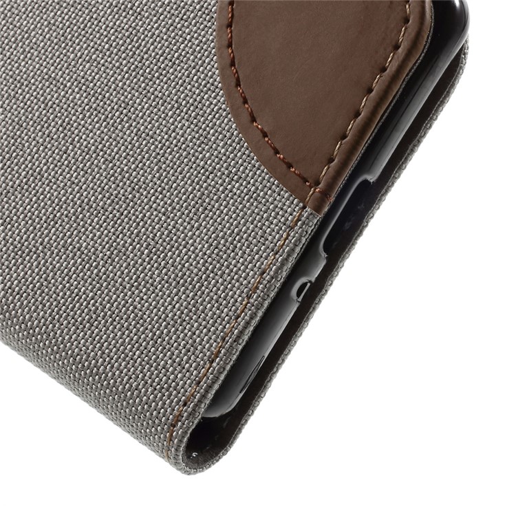 Denim Fabric Leather Cover Stand Case for Sony Xperia XA / XA Dual - Grey-7