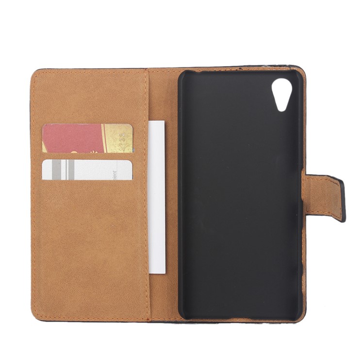 Genuine Split Leather Case Magnetic Flip Cover for Sony Xperia XA / XA Dual - Red-4