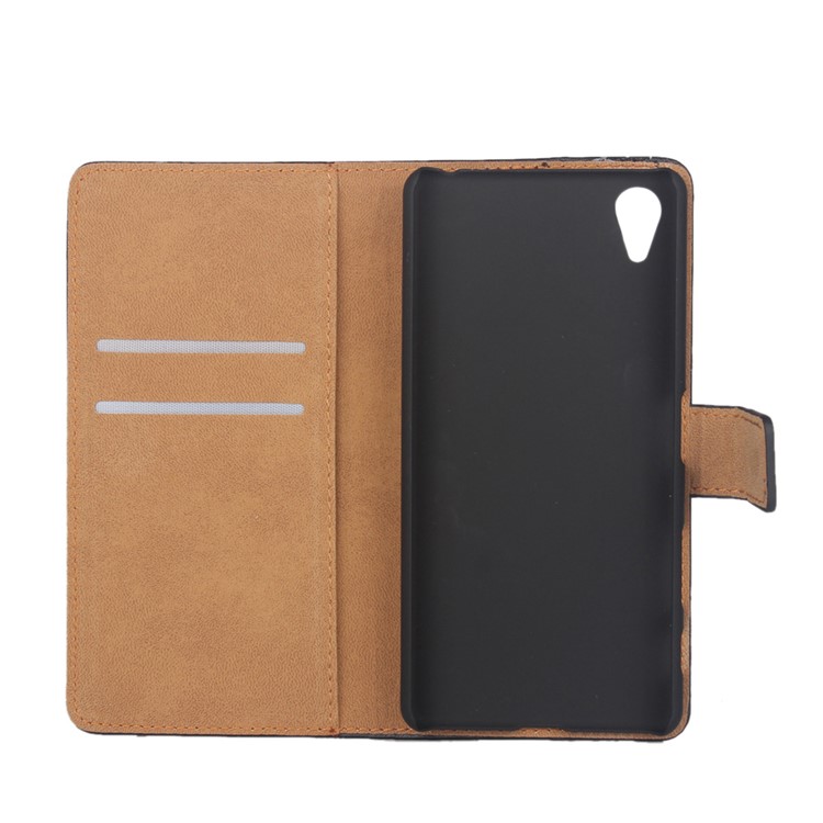 Genuine Split Leather Case Magnetic Flip Cover for Sony Xperia XA / XA Dual - Red-5
