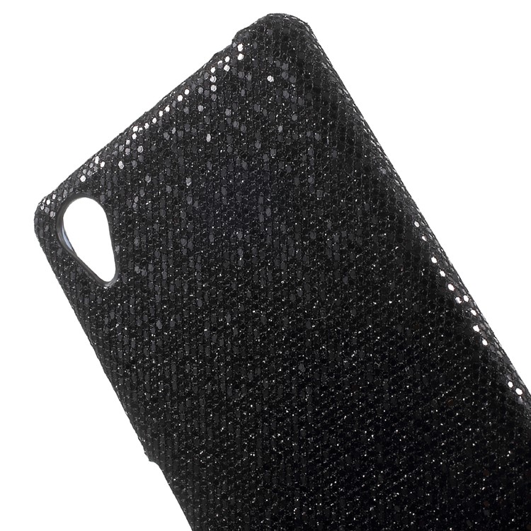 Black Sequins Leather Coated Hard Back Cover for Sony Xperia X-3