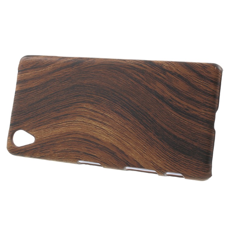 Wood Grain Leather Coated Hard Back Cover for Sony Xperia X-3