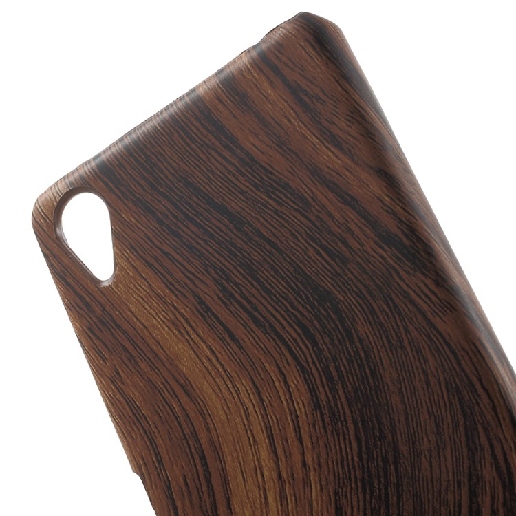 Wood Grain Leather Coated Hard Back Cover for Sony Xperia X-7