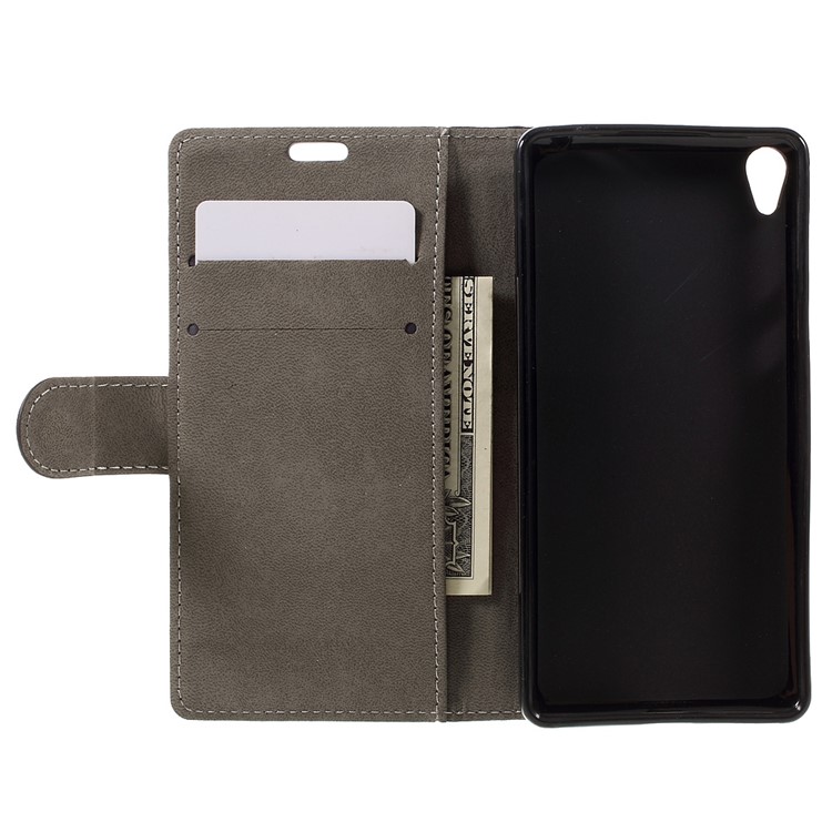 Leather Wallet Stand Cover for Sony Xperia E5 - Black-6