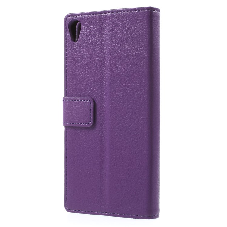 Litchi Texture PU Leather Phone Shell for Sony Xperia E5 - Purple-2