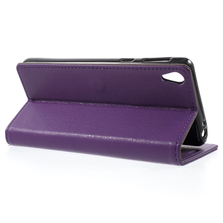 Litchi Texture PU Leather Phone Shell for Sony Xperia E5 - Purple-3
