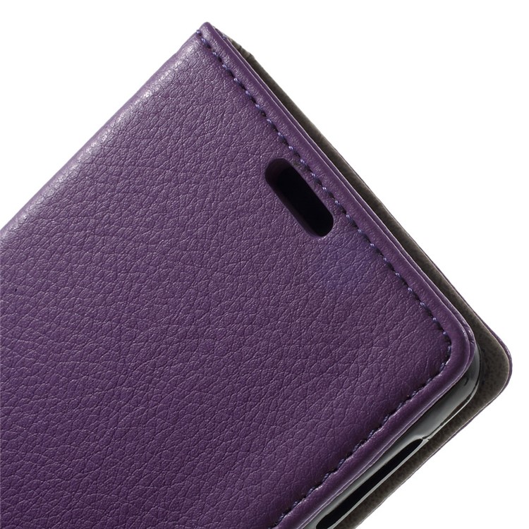 Litchi Texture PU Leather Phone Shell for Sony Xperia E5 - Purple-6