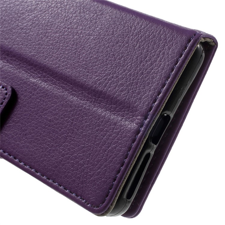 Litchi Texture PU Leather Phone Shell for Sony Xperia E5 - Purple-7
