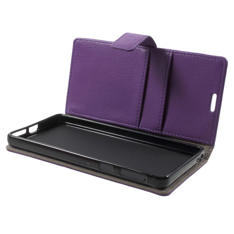 Litchi Texture PU Leather Phone Shell for Sony Xperia E5 - Purple-8