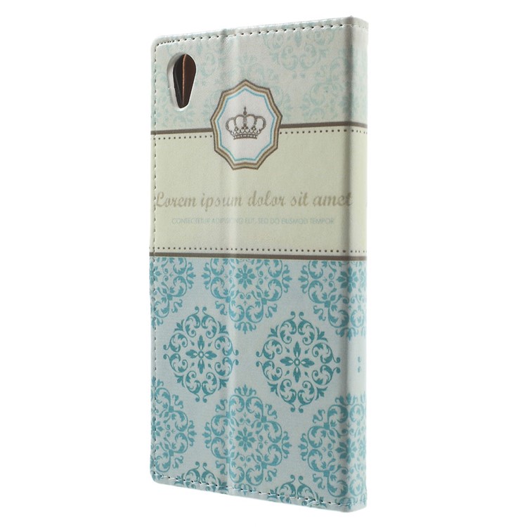 Magnetic Leather Stand Case for Sony Xperia X Performance - Crown and Flowers-2