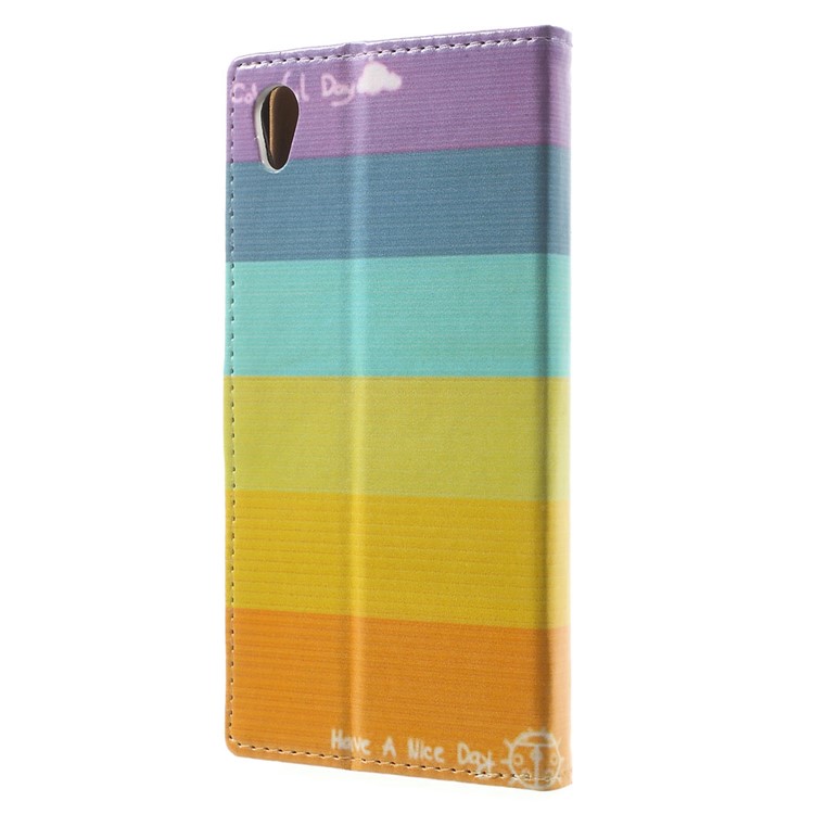 Leather Stand Cover with Card Slots for Sony Xperia X Performance - Colorized Stripes-2