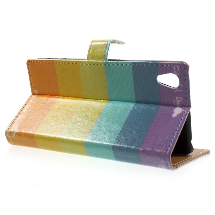 Leather Stand Cover with Card Slots for Sony Xperia X Performance - Colorized Stripes-3