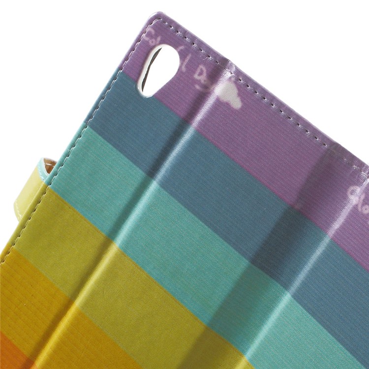 Leather Stand Cover with Card Slots for Sony Xperia X Performance - Colorized Stripes-5