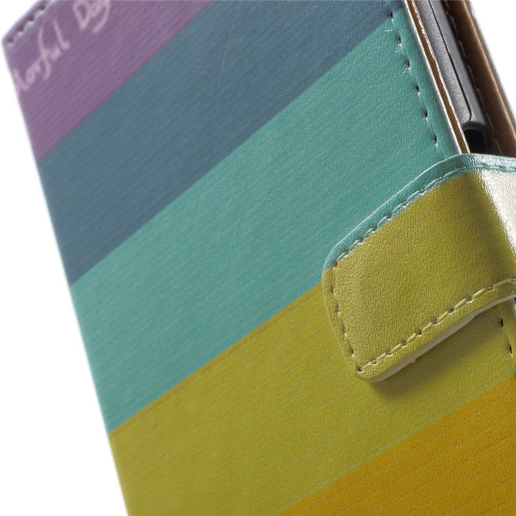 Leather Stand Cover with Card Slots for Sony Xperia X Performance - Colorized Stripes-6