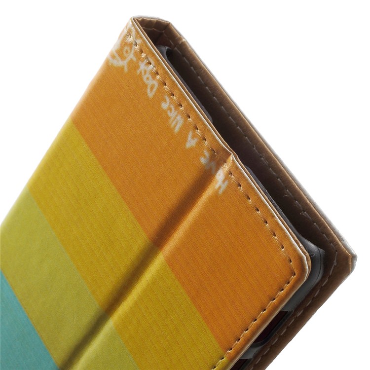 Leather Stand Cover with Card Slots for Sony Xperia X Performance - Colorized Stripes-7