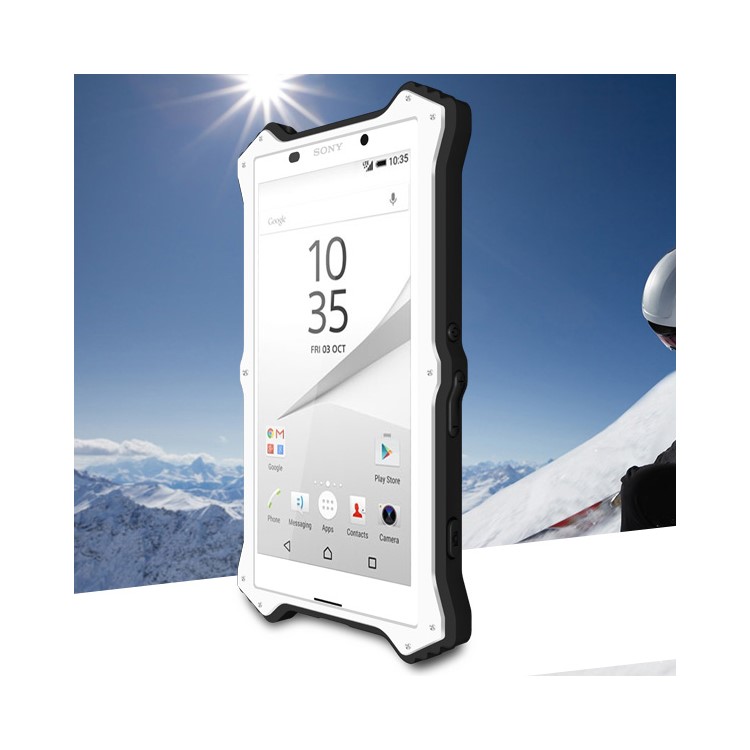 LOVE MEI MK2 pour Sony Xperia Z5 / Dual Aluminium + Silicone + Housse en cuir détachable + Film d'écran en verre trempé - argent-1