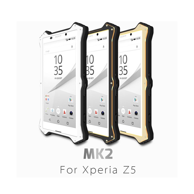 LOVE MEI MK2 pour Sony Xperia Z5 / Dual Aluminium + Silicone + Housse en cuir détachable + Film d'écran en verre trempé - argent-2