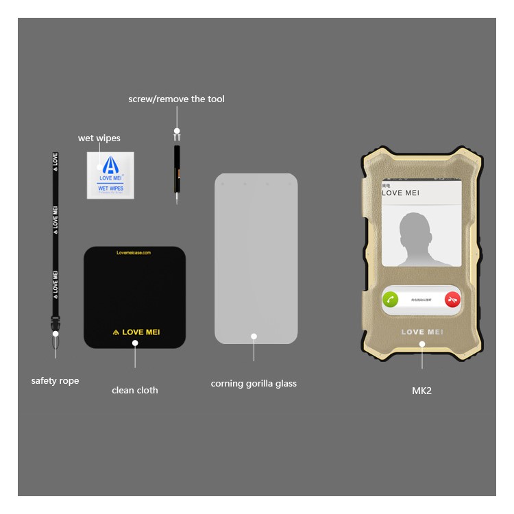 LOVE MEI MK2 pour Sony Xperia Z5 / Dual Aluminium + Silicone + Housse en cuir détachable + Film d'écran en verre trempé - argent-7