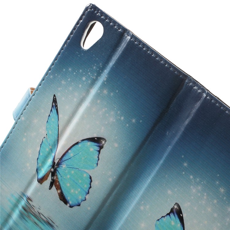 Pattern Printing Wallet Leather Shell for Sony Xperia X - Blue Butterfly-5