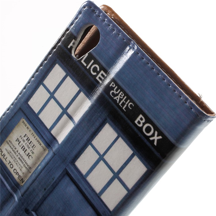 Pattern Printing Stand Flip Leather Case for Sony Xperia X - Police Public Call Box-5