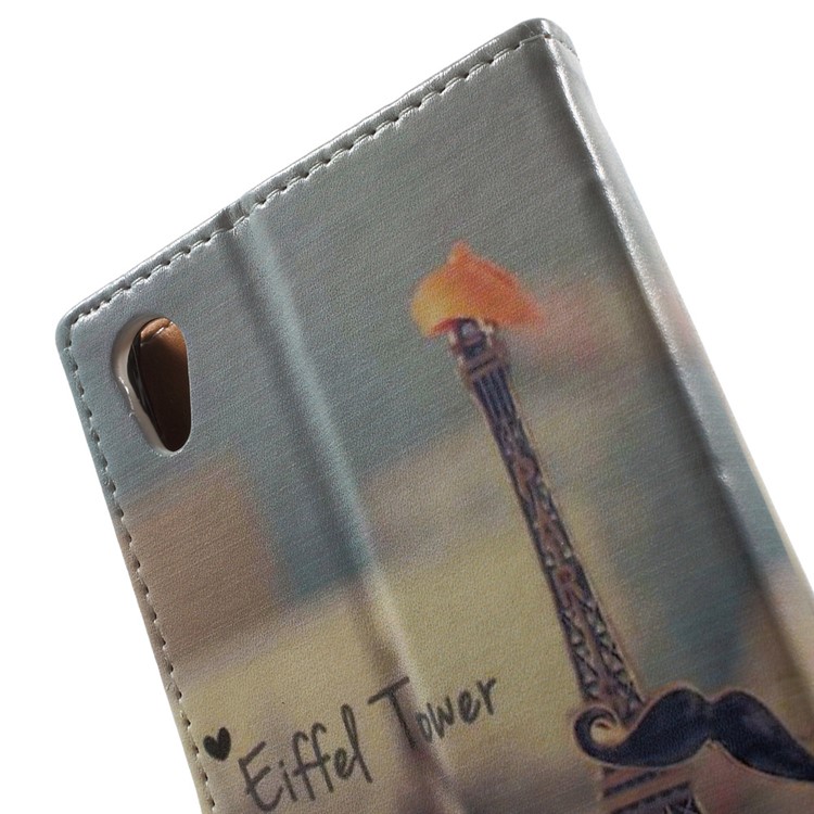 Pattern Printing Leather Card Holder Shell Case for Sony Xperia X - Eiffel Tower-5