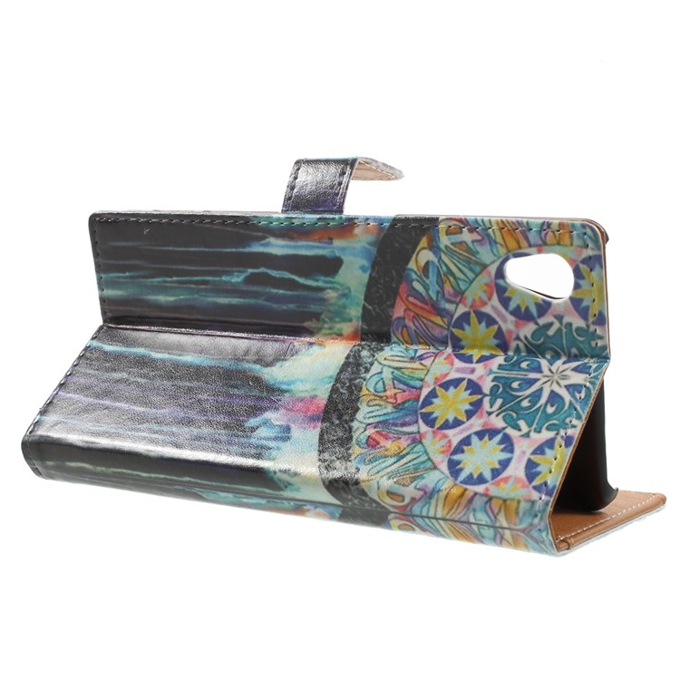 Pattern Printing Wallet Leather Phone Cover for Sony Xperia X - Colorful Dream Catcher-3