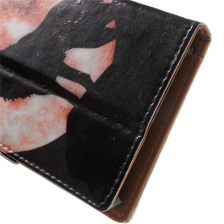 Pattern Printing Wallet Leather Cover Case for Sony Xperia X - Wolf Yelling to the Sky-6